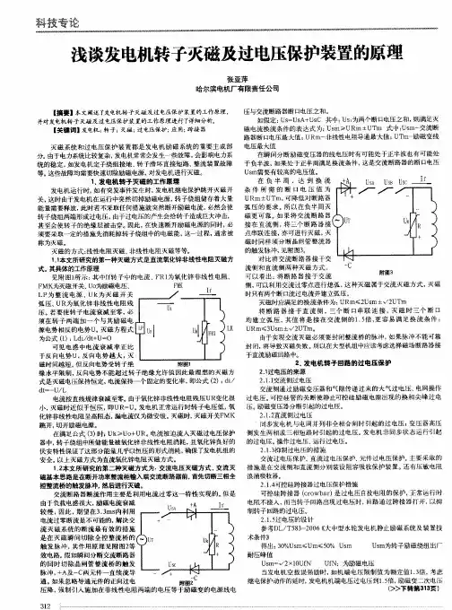 浅谈发电机转子灭磁及过电压保护装置的原理