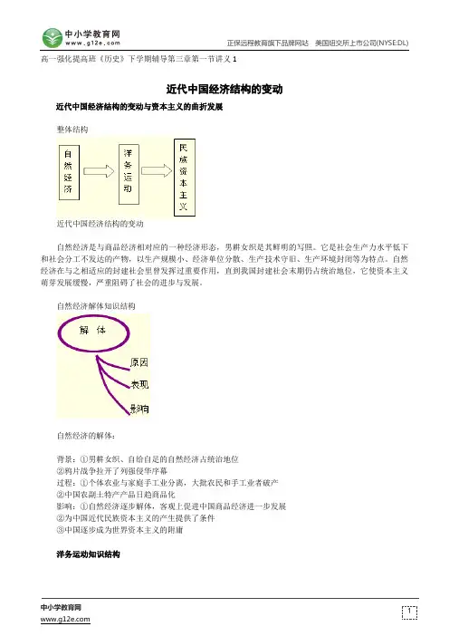 近代中国经济结构的变动--高一强化提高班《历史》下学期辅导第三章第一节讲义1
