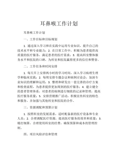 耳鼻喉工作计划