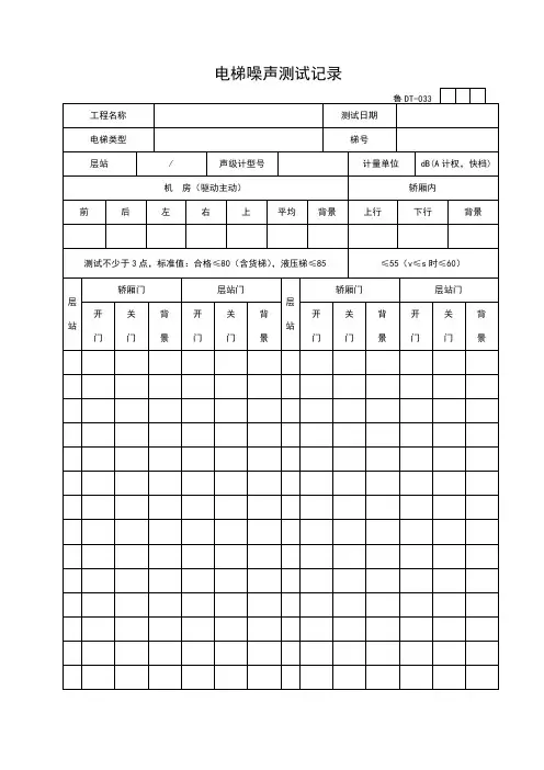 电梯噪声测试记录