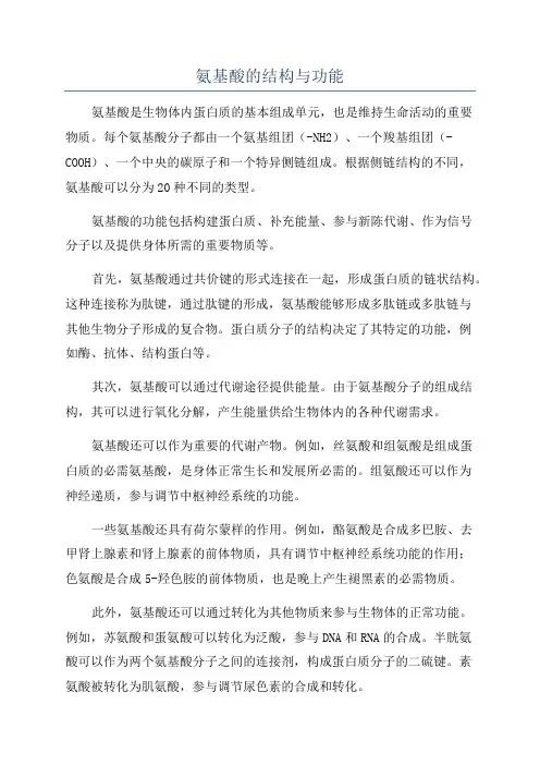 氨基酸的结构与功能