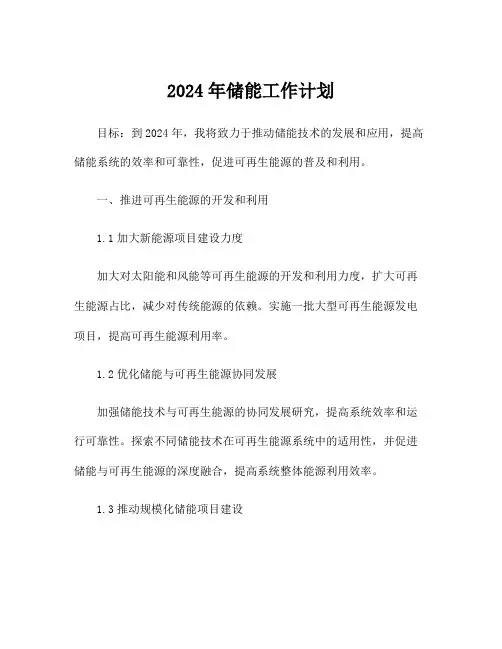 2024年储能工作计划