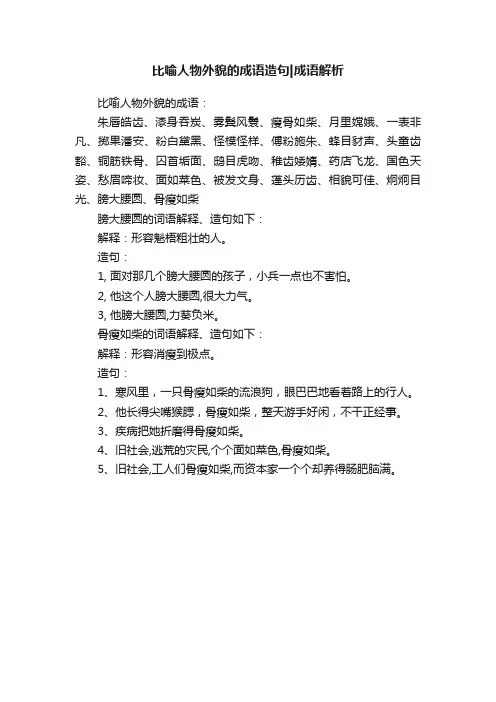 比喻人物外貌的成语造句成语解析