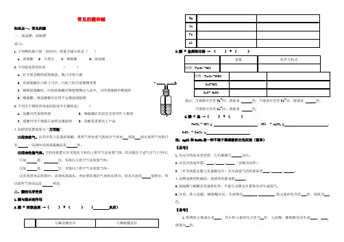 九年级化学下册第十单元课题1常见的酸和碱同步测试(无答案)新人教版