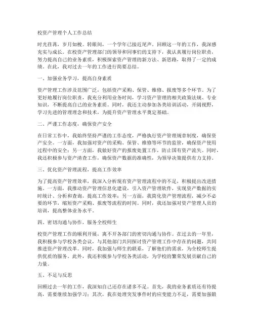校资产管理个人工作总结
