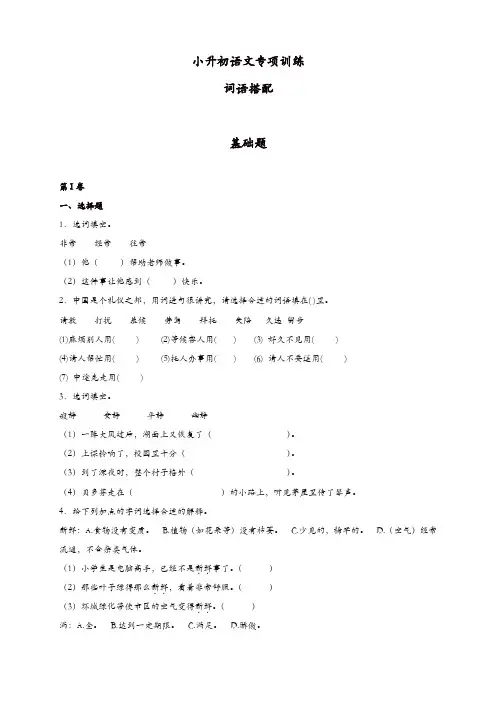 小升初语文知识专项训练(基础知识一)-14.词语搭配(25页)[精品]