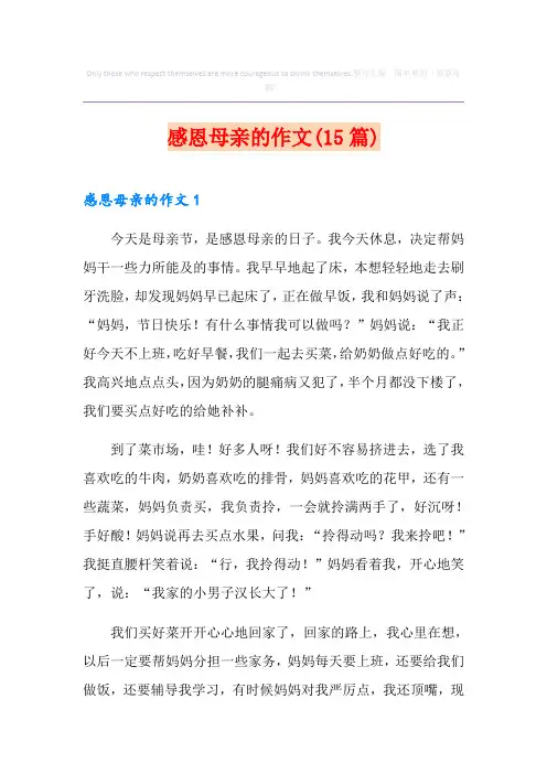 感恩母亲的作文(15篇)