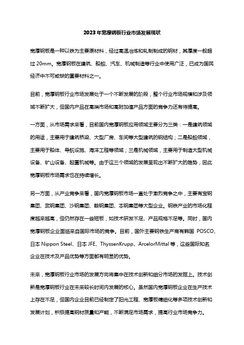 2023年宽厚钢板行业市场发展现状