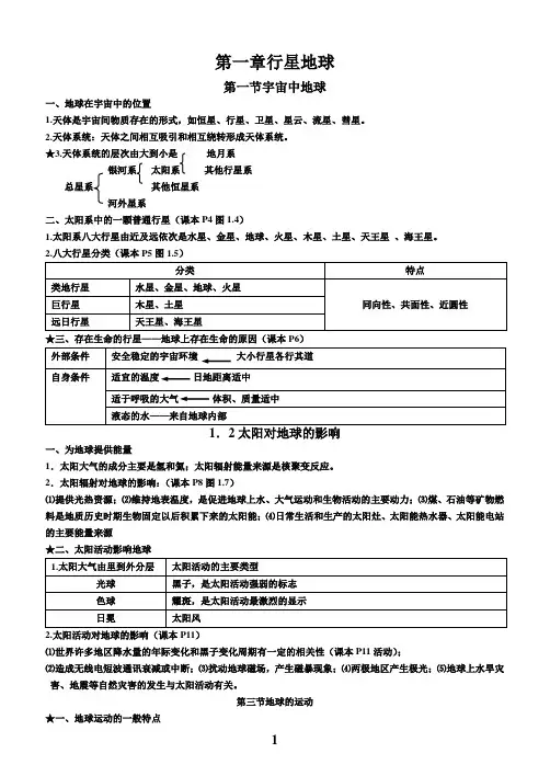 高一地理必修一知识点总结