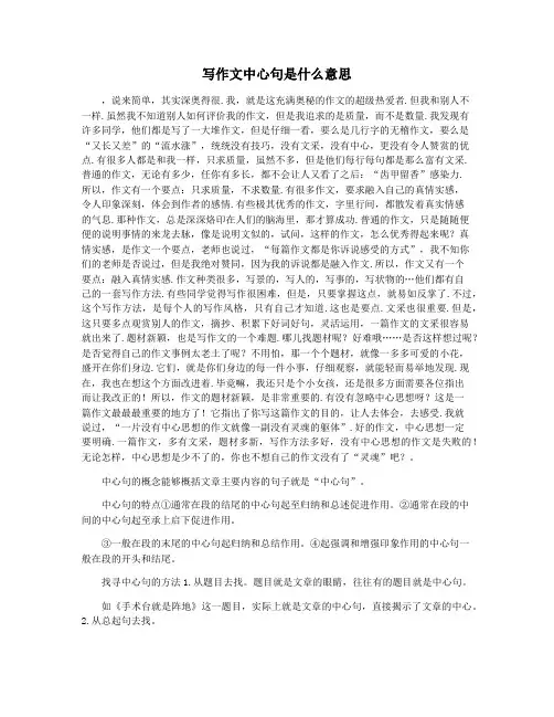 写作文中心句是什么意思