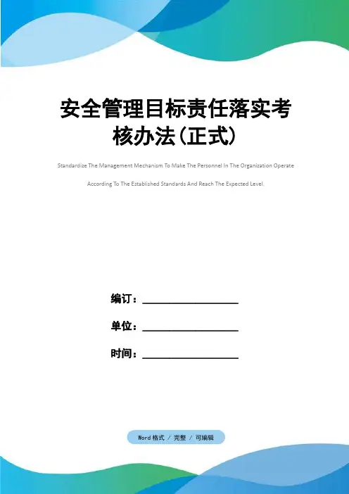 安全管理目标责任落实考核办法(正式)