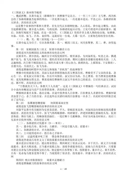 《三国演义》基本情节梳理