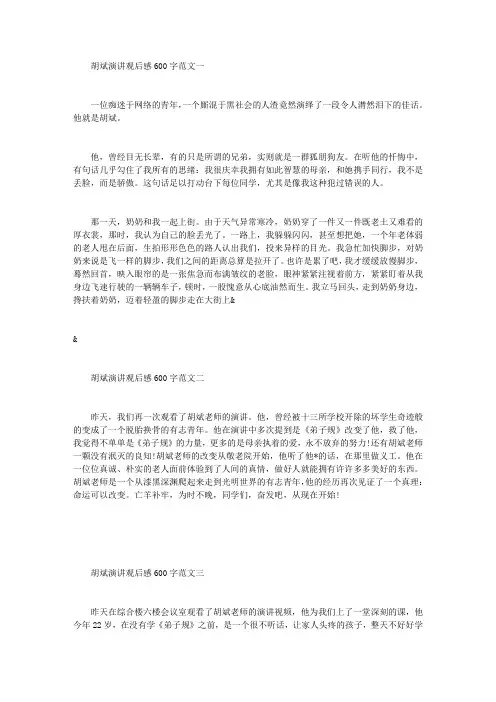 胡斌演讲观后感600字