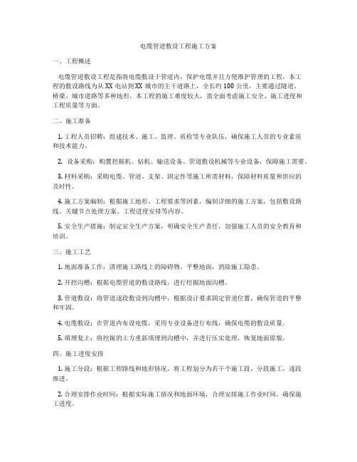 电缆管道敷设工程施工方案