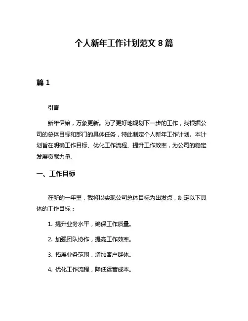 个人新年工作计划范文8篇