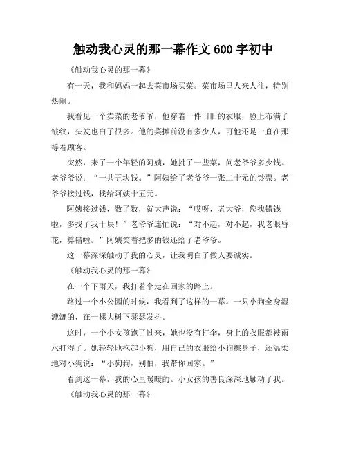 触动我心灵的那一幕作文600字初中