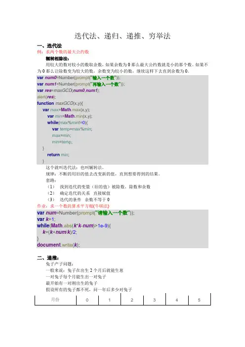 迭代法,递归,穷举法
