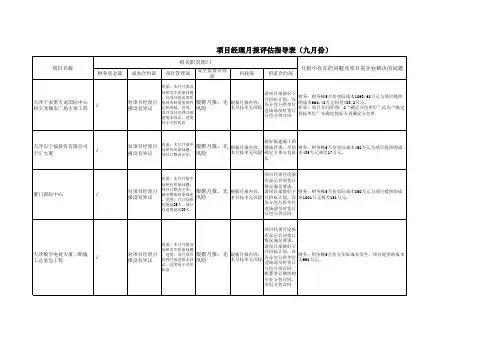 项目经理月报评估表参考