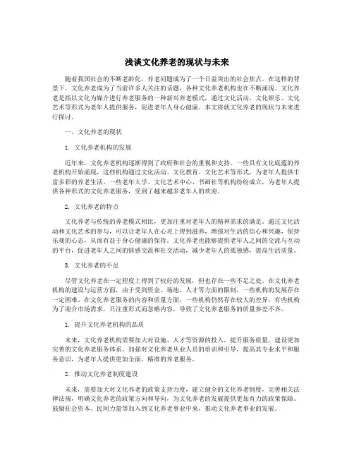 浅谈文化养老的现状与未来