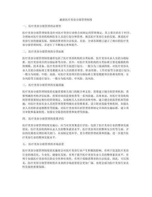 最新医疗美容分级管理制度