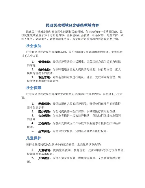 民政民生领域包含哪些领域内容