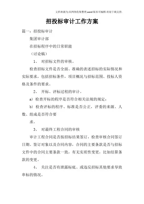 招投标审计工作方案doc