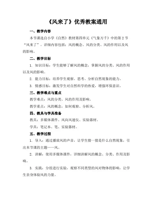 《风来了》优秀教案通用