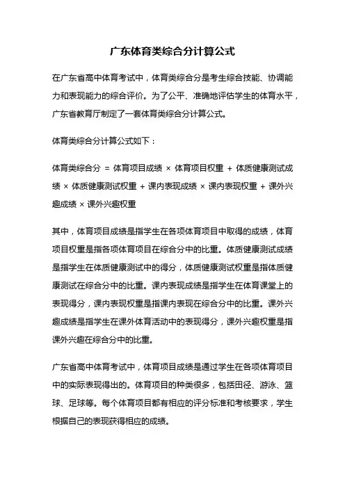 广东体育类综合分计算公式