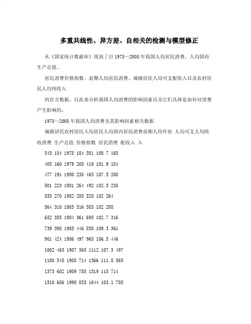 多重共线性、异方差、自相关的检测与模型修正