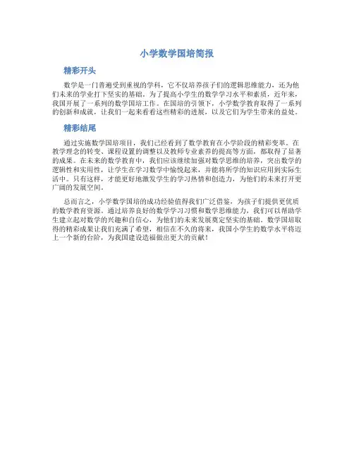 小学数学国培简报精彩开头和结尾