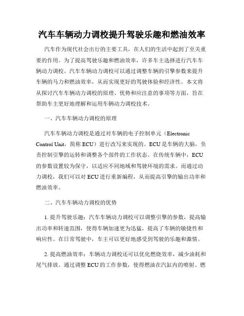 汽车车辆动力调校提升驾驶乐趣和燃油效率