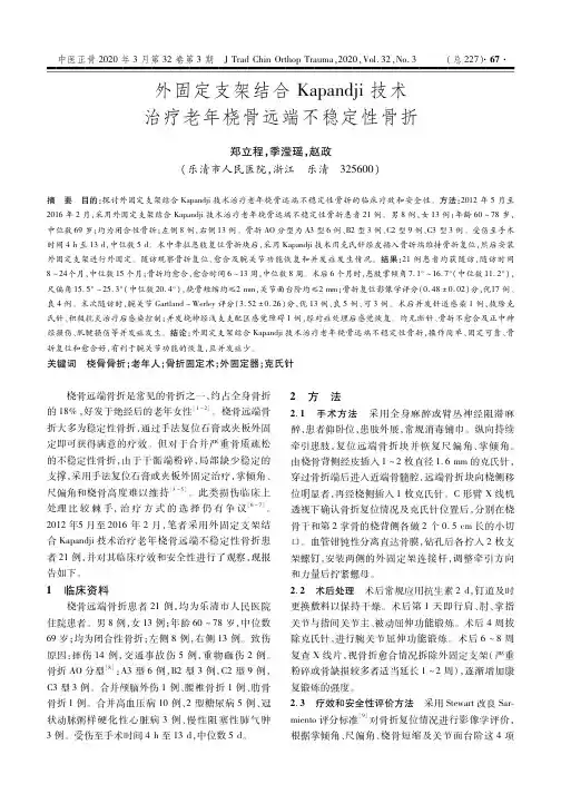 外固定支架结合Kapandji技术治疗老年桡骨远端不稳定性骨折