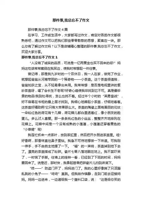 那件事,我总忘不了作文