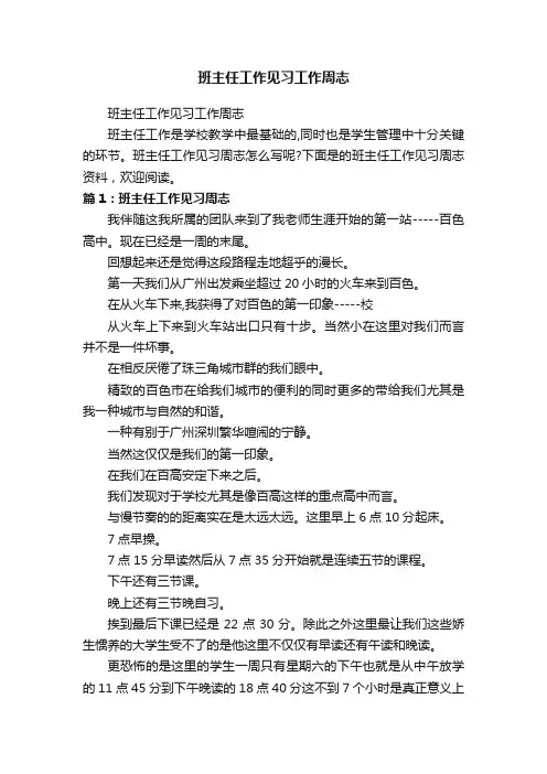 班主任工作见习工作周志