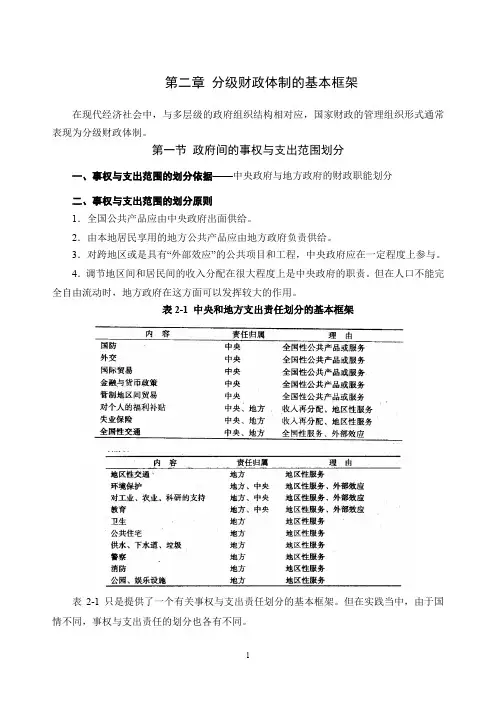 02 第二章 多级财政体制的基本框架(讲义提纲)