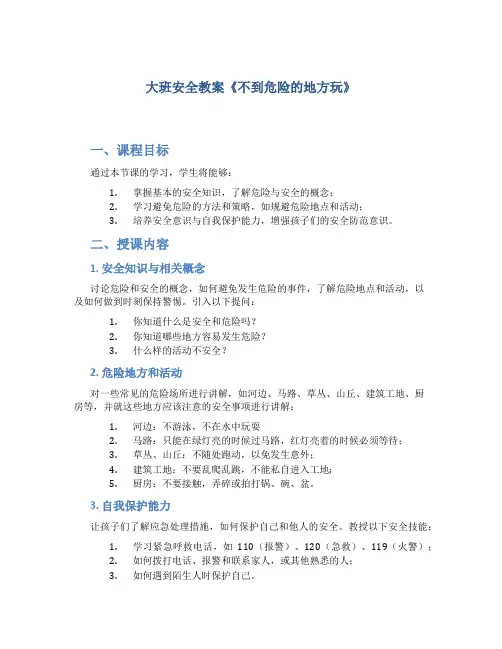 大班安全教案《不到危险的地方玩》