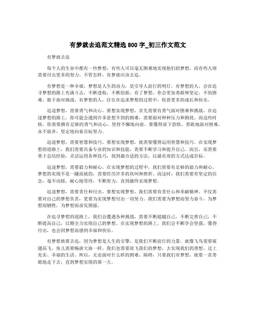 有梦就去追范文精选800字_初三作文范文