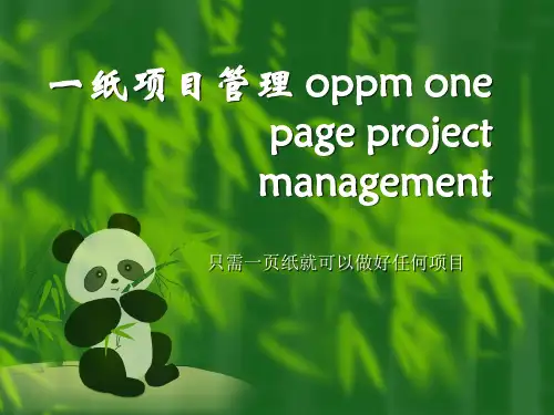 一纸项目管理 oppm one page project management ppt课件