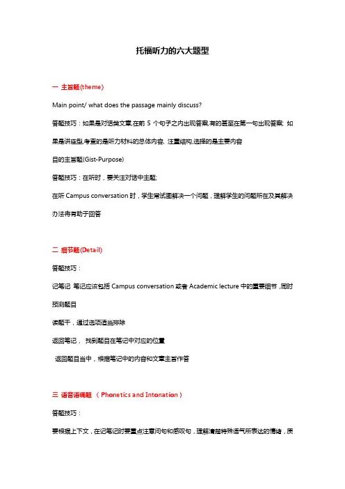 托福听力的六大题型