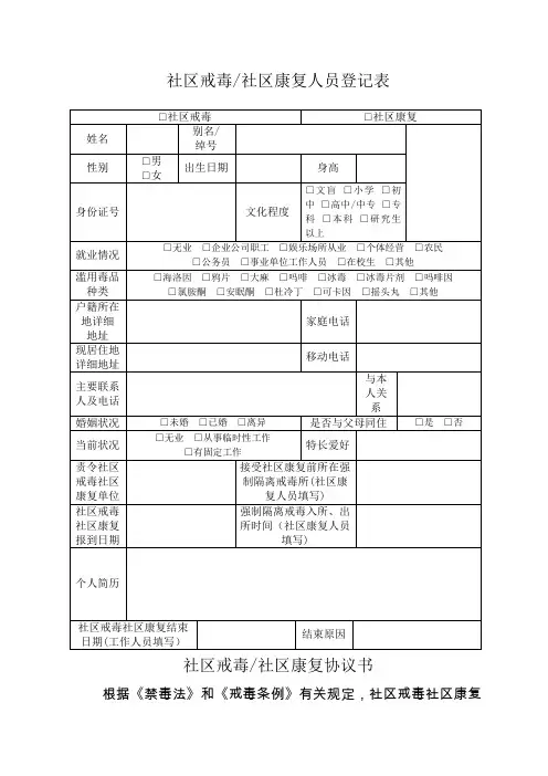 社区戒毒表(含所有附件)