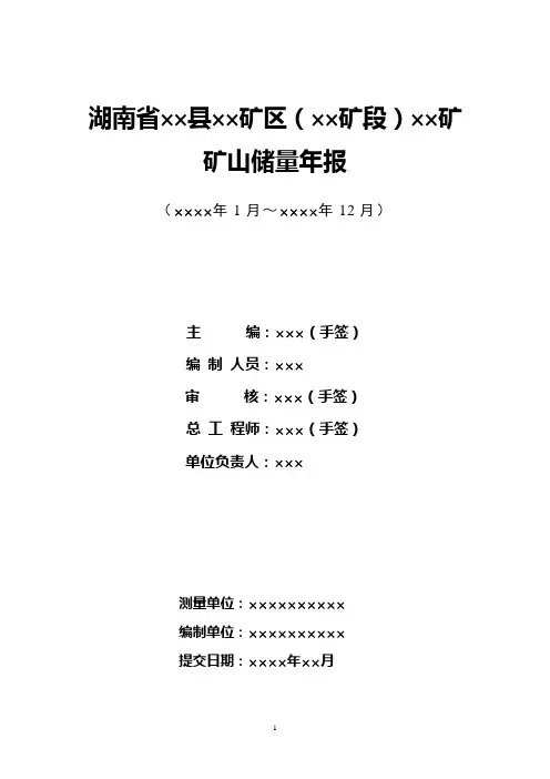 矿山储量年报提纲(精简版)