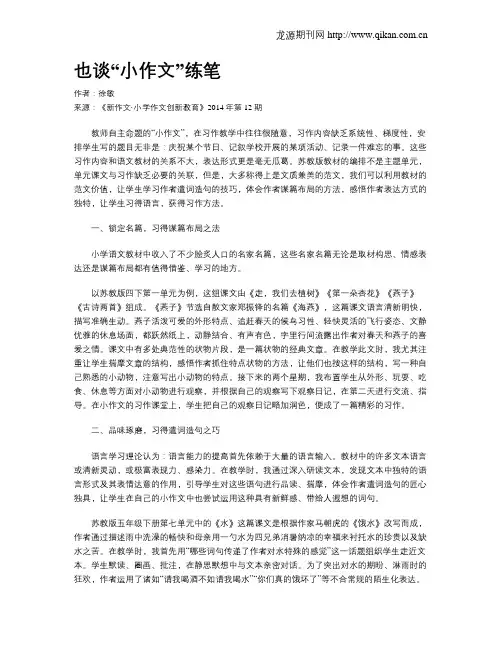 也谈“小作文”练笔
