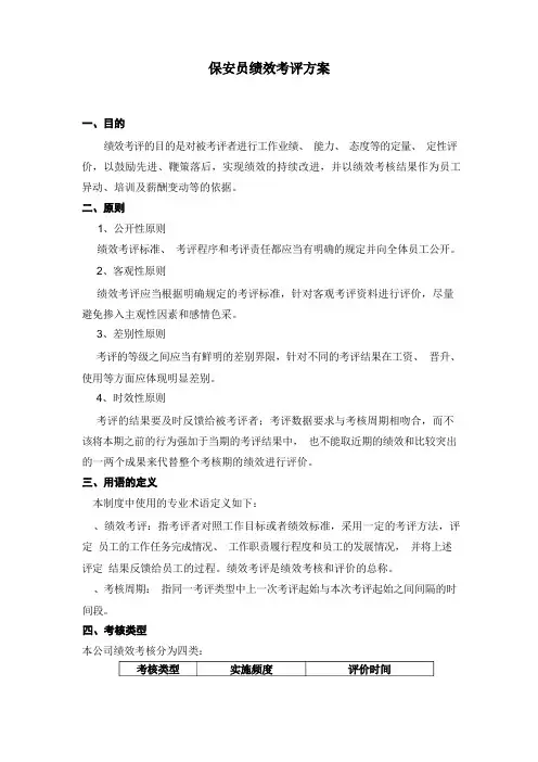 保安员绩效考评方案