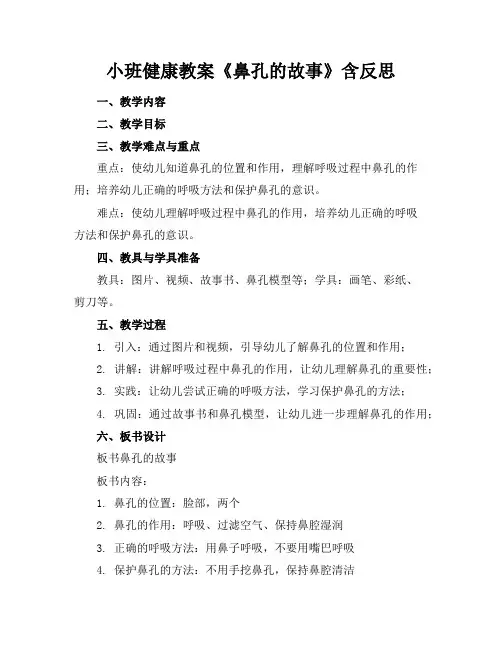 小班健康教案《鼻孔的故事》含反思