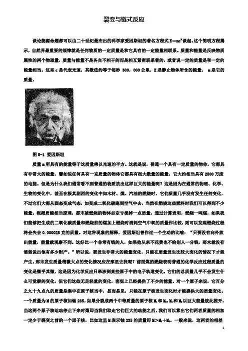 高中物理核能核能的利用与环境保护裂变与链式反应素材鲁科选修