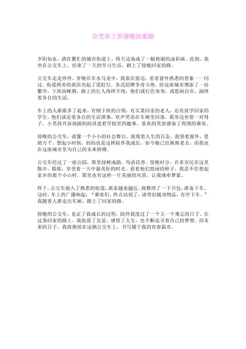公交车上的傍晚回家路