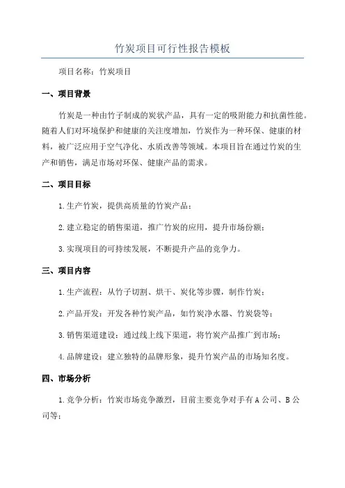 竹炭项目可行性报告模板