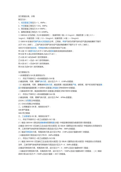 压力管道分类、分级