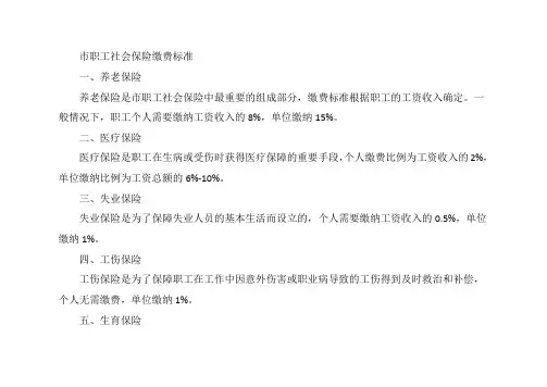 市职工社会保险缴费标准