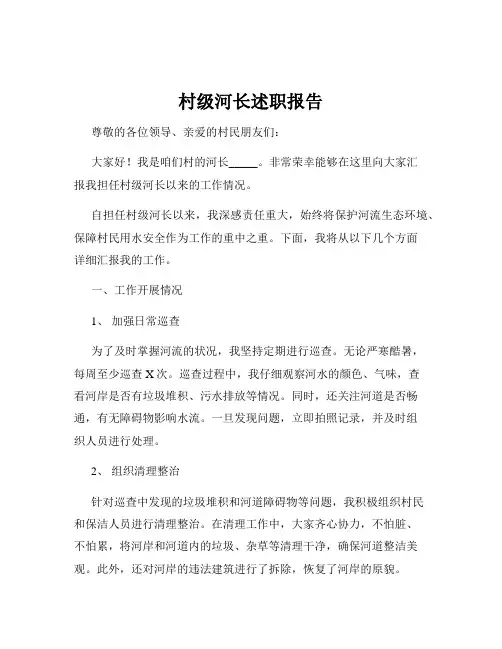 村级河长述职报告